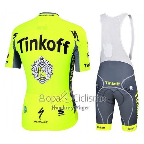 Tinkoff Ropa Ciclismo Culotte Corto 2016 Mangas Cortas AMarillo